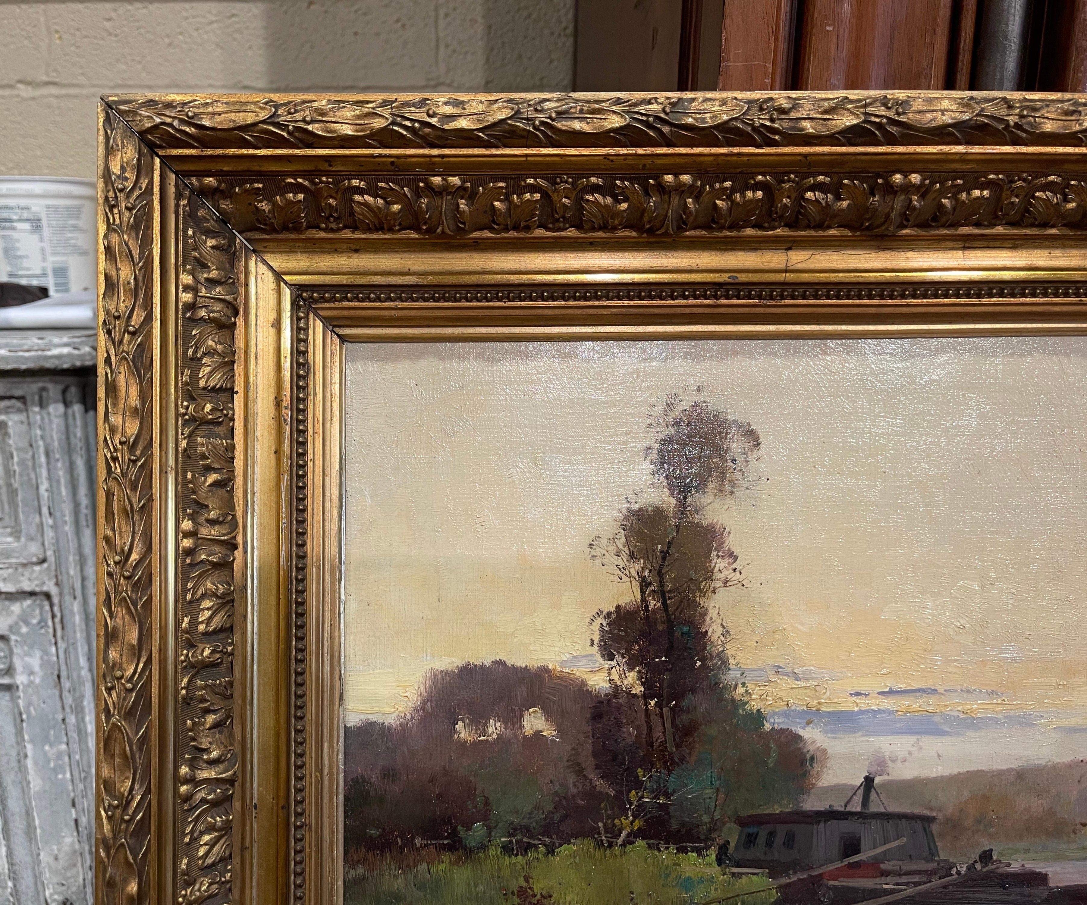 19th Century Oil Painting in Carved Gilt Frame Signed Lievin for E Galien-Laloue 1
