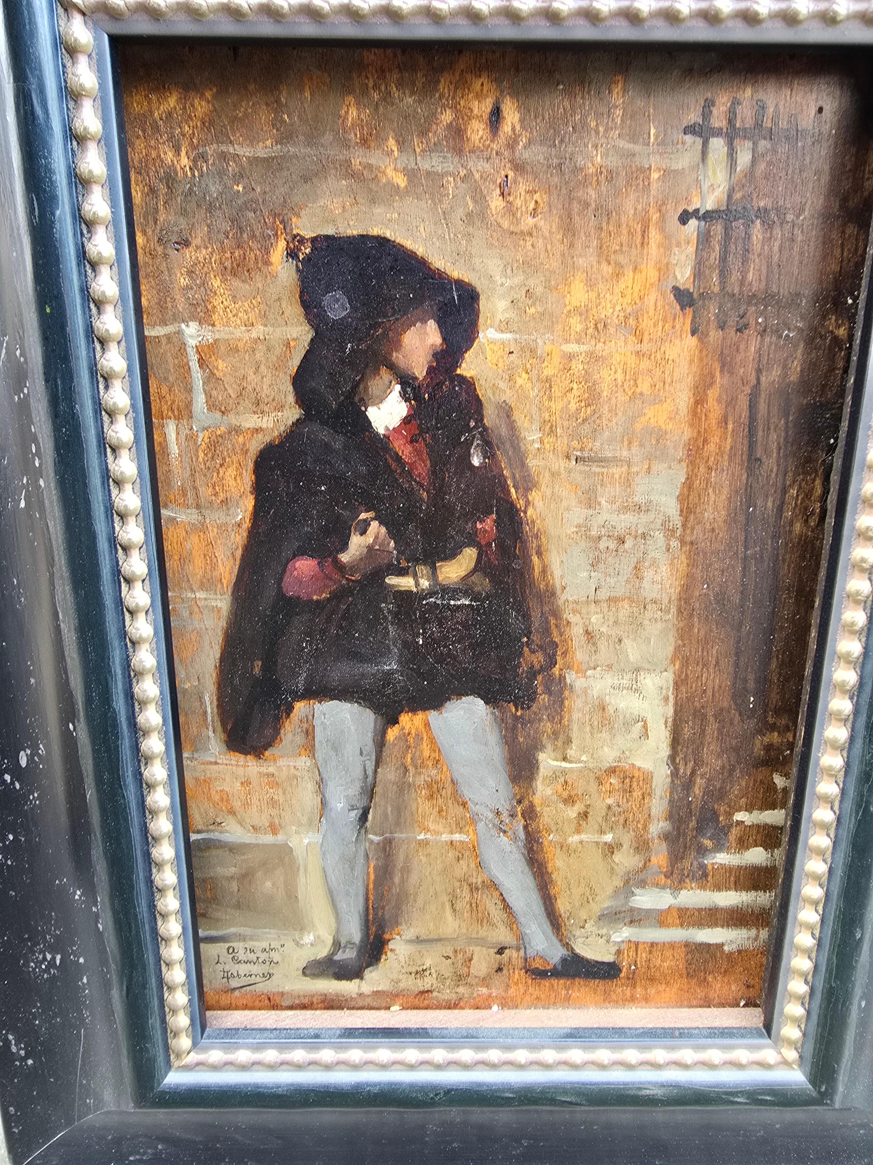 Peinture à l'huile du 19ème siècle - Scène de meurtre signée par Luis Taberner y Montalvo Bon état - En vente à Madrid, ES