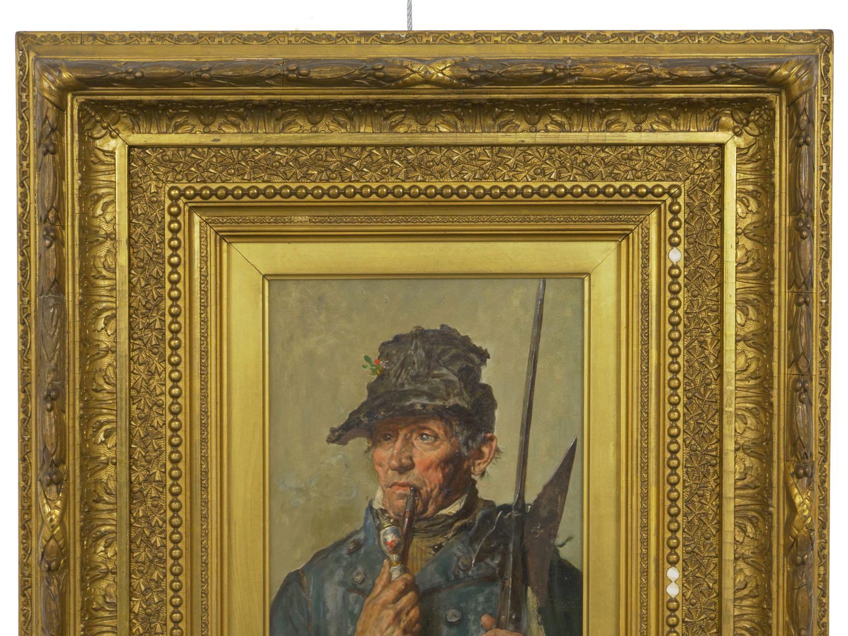 19th Century Oil Painting of a “16th Century Pikeman” Soldier's Portrait In Good Condition In Shippensburg, PA