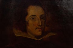 19th Century Oil Painting of a Dutch Man with Winged Framed