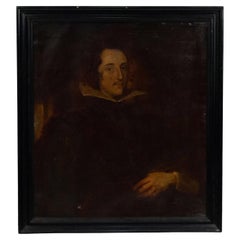 19th Century Oil Painting of a Dutch Man with Winged Framed