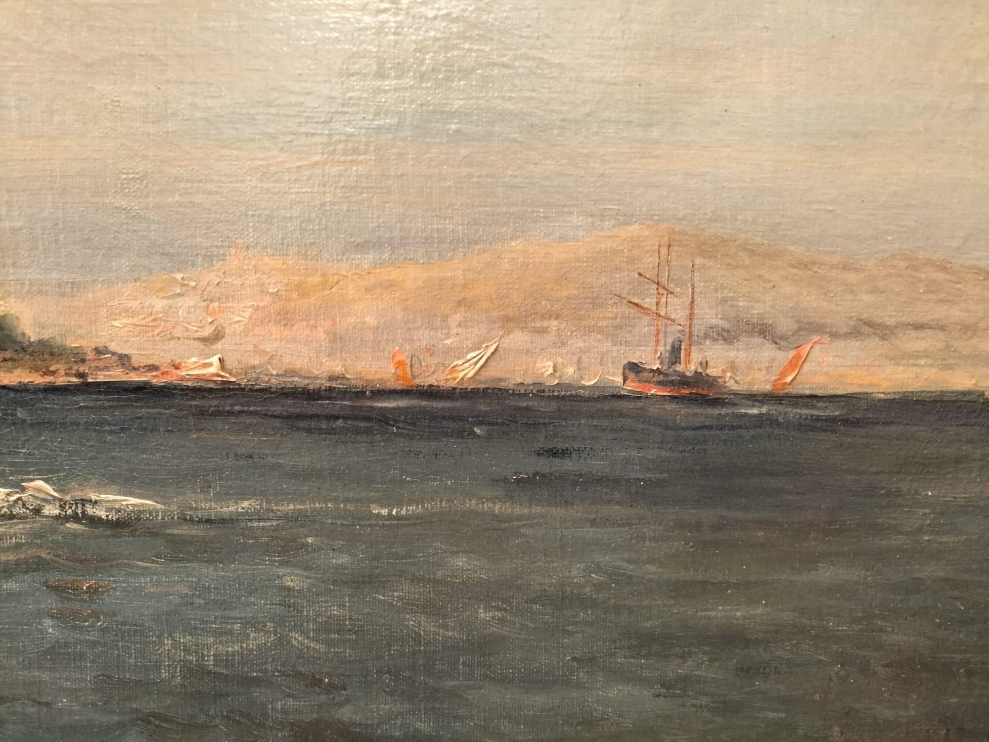 Napoleon III 19th Century Oil Painting of a French Coast by Emile Godchaux (1860-1938) For Sale