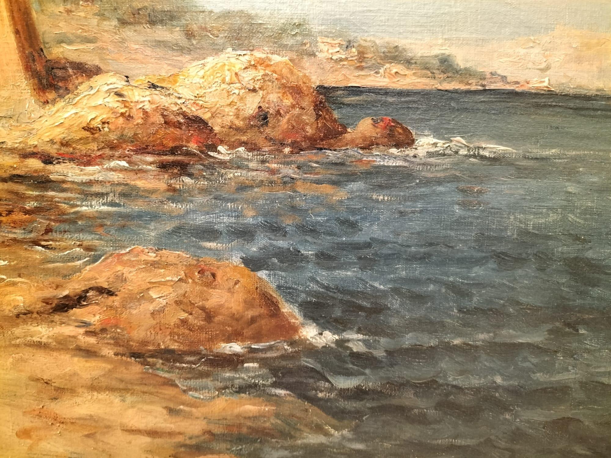 Gilt 19th Century Oil Painting of a French Coast by Emile Godchaux (1860-1938) For Sale