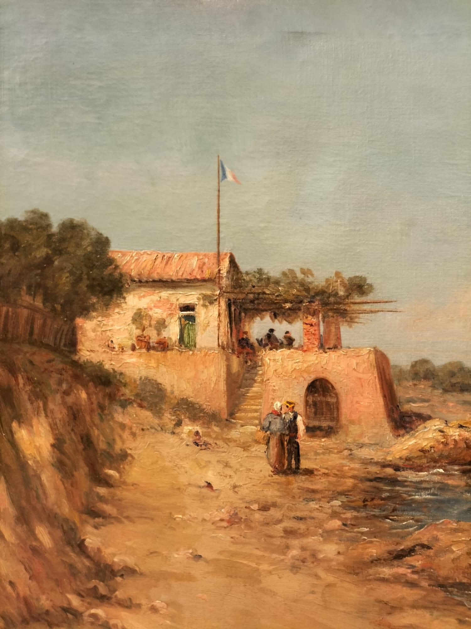 19th Century Oil Painting of a French Coast by Emile Godchaux (1860-1938) In Good Condition For Sale In NICE, FR