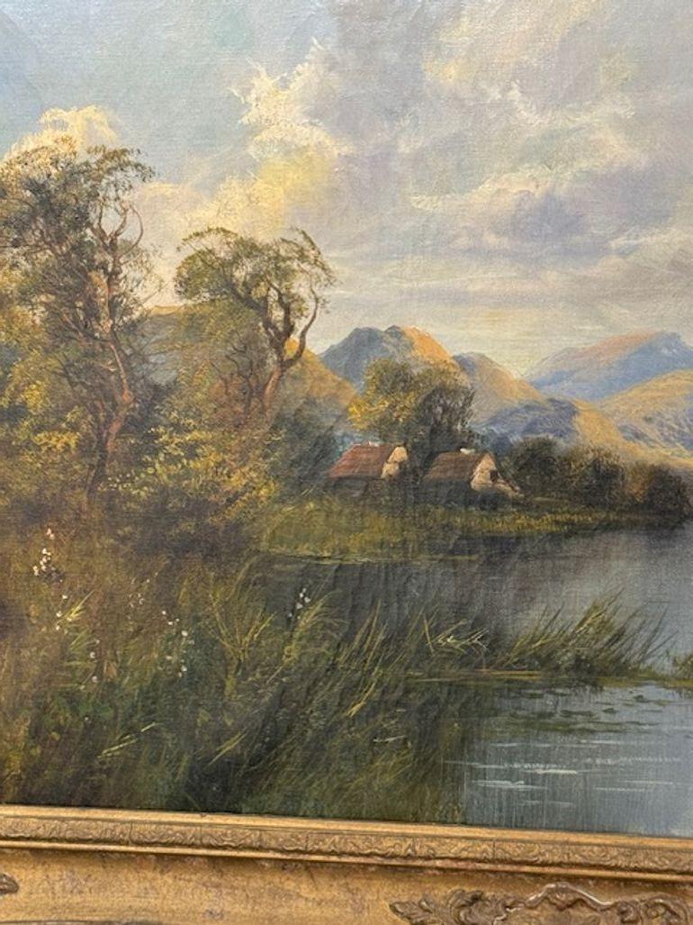 Hand-Painted 19th Century Oil Painting of a Landscape and River by Artist Walter Lievules For Sale