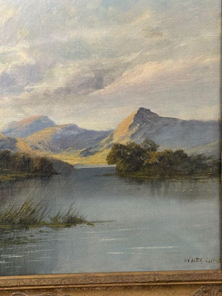 19th Century Oil Painting of a Landscape and River by Artist Walter Lievules In Good Condition For Sale In Dallas, TX