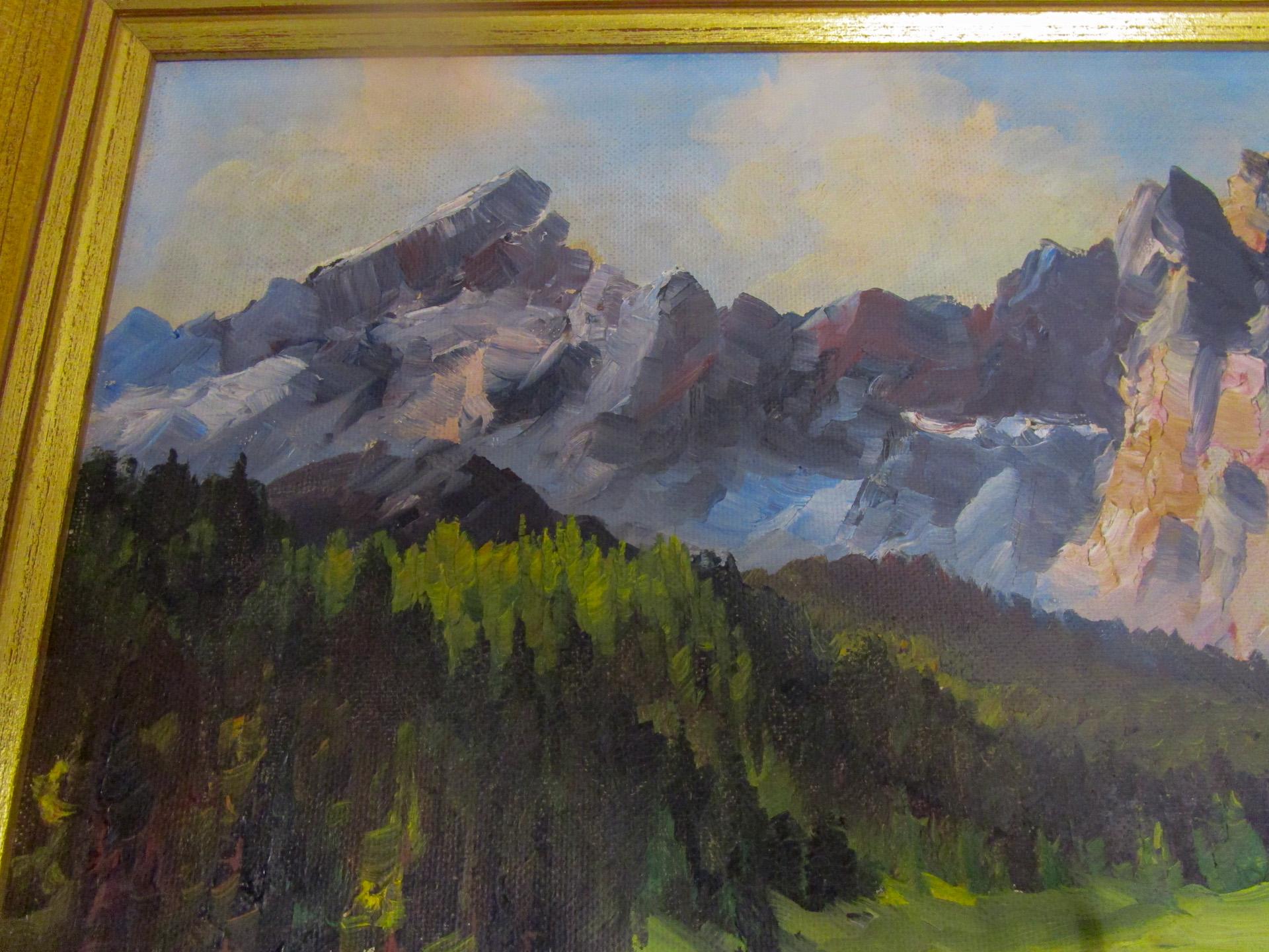 Swiss 19th Century Oil Painting of Alps Seealpsee, Switzerland