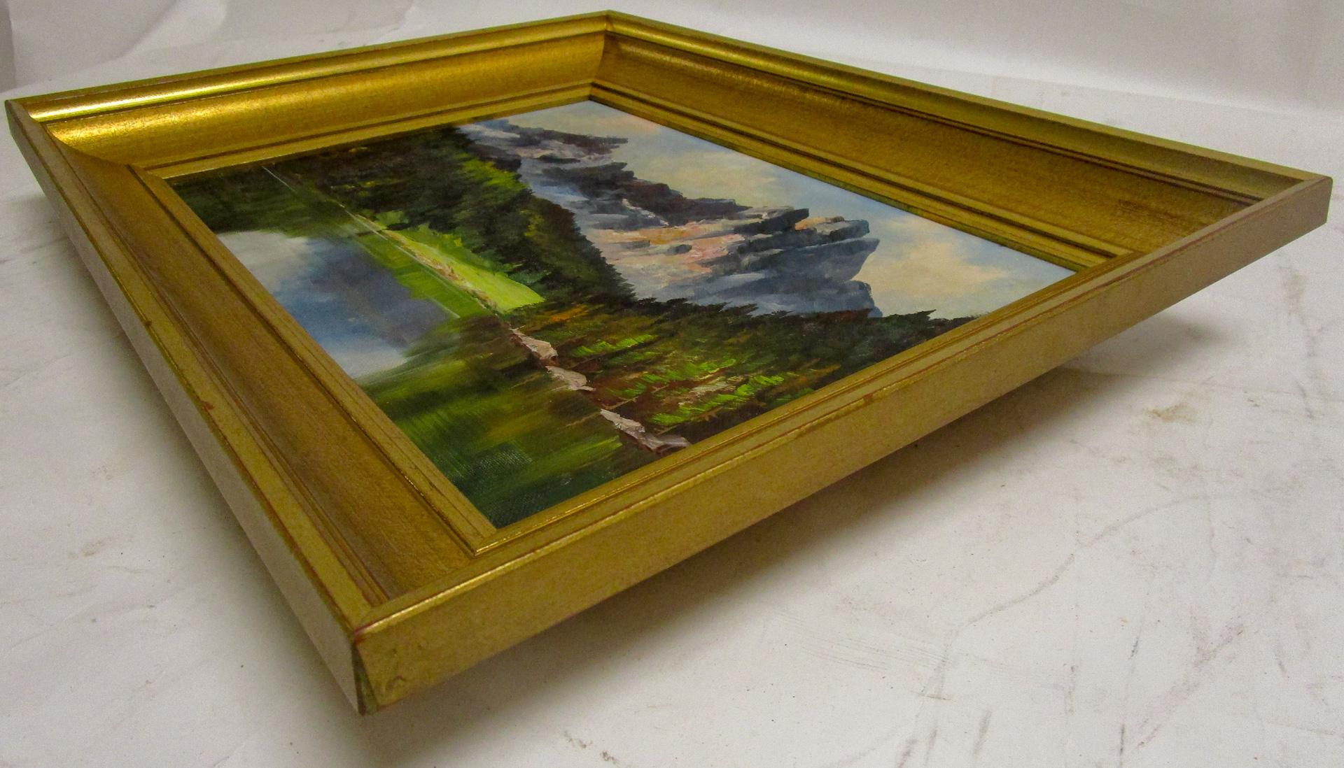 Canvas 19th Century Oil Painting of Alps Seealpsee, Switzerland