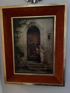 19th Century Oil Painting of "Angel at Door" by Daniel Hock