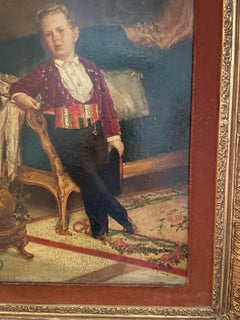 19th Century Oil Painting of Aristocratic Boy, Signed, 27.5x23.25
