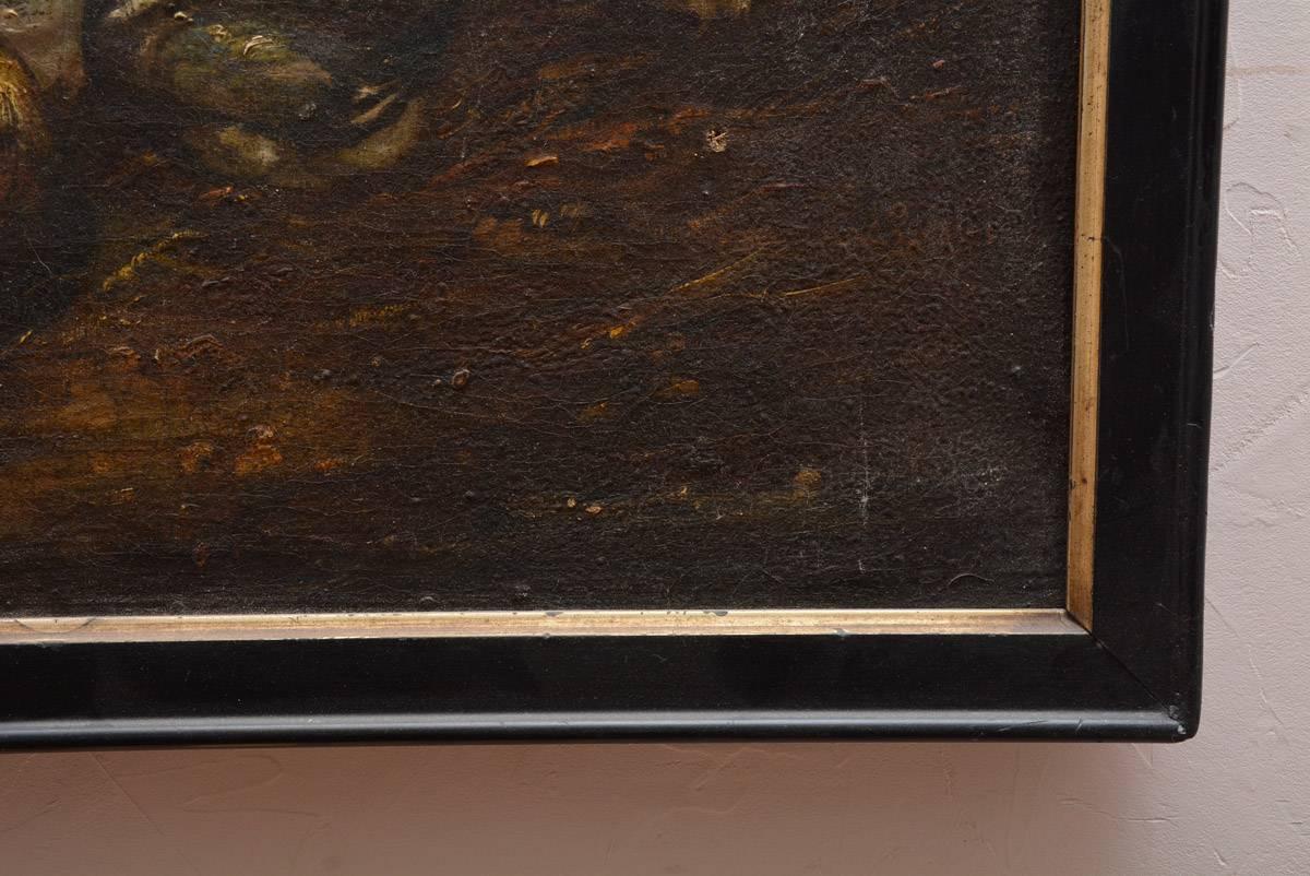 Inconnu Peinture à l'huile du XIXe siècle représentant une scène de grange en vente