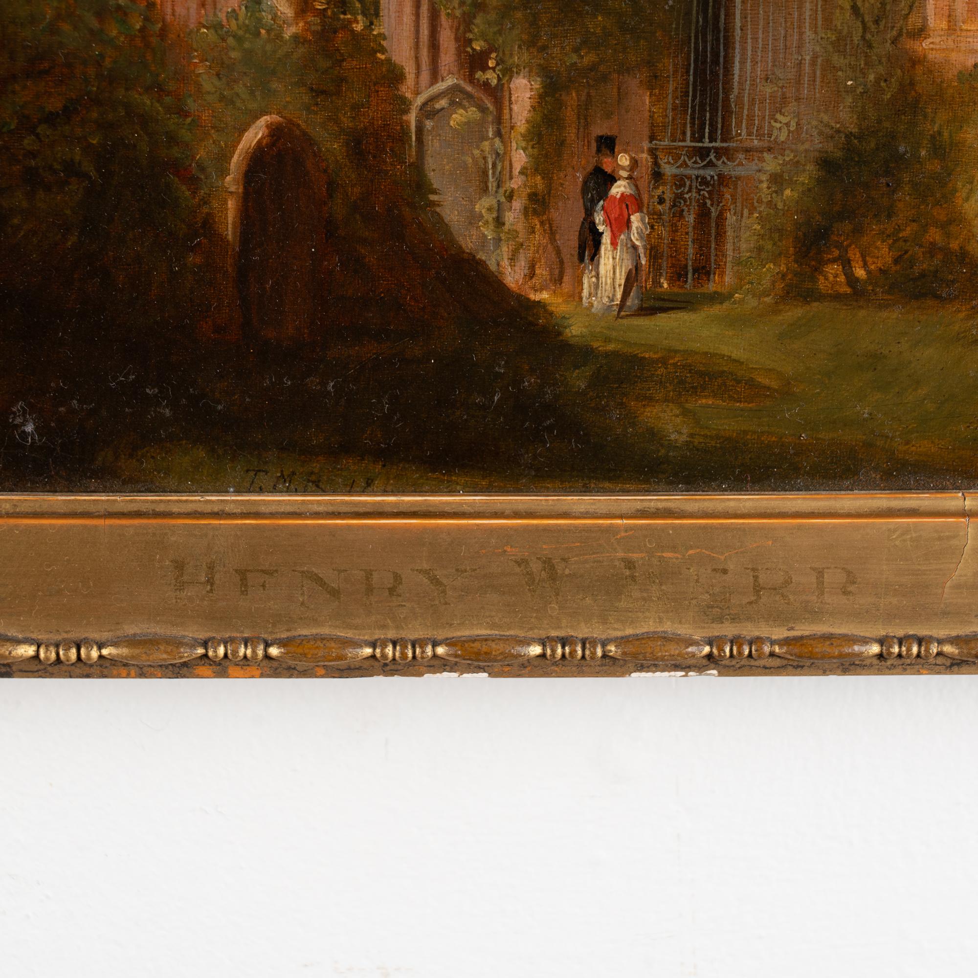 19th Century Oil Painting of Dryburgh Abbey and Tomb of Walter Scott, England For Sale 6