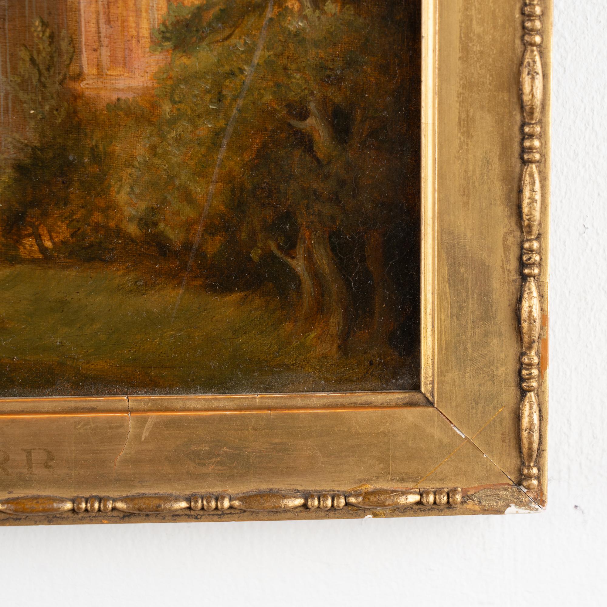 19th Century Oil Painting of Dryburgh Abbey and Tomb of Walter Scott, England For Sale 7