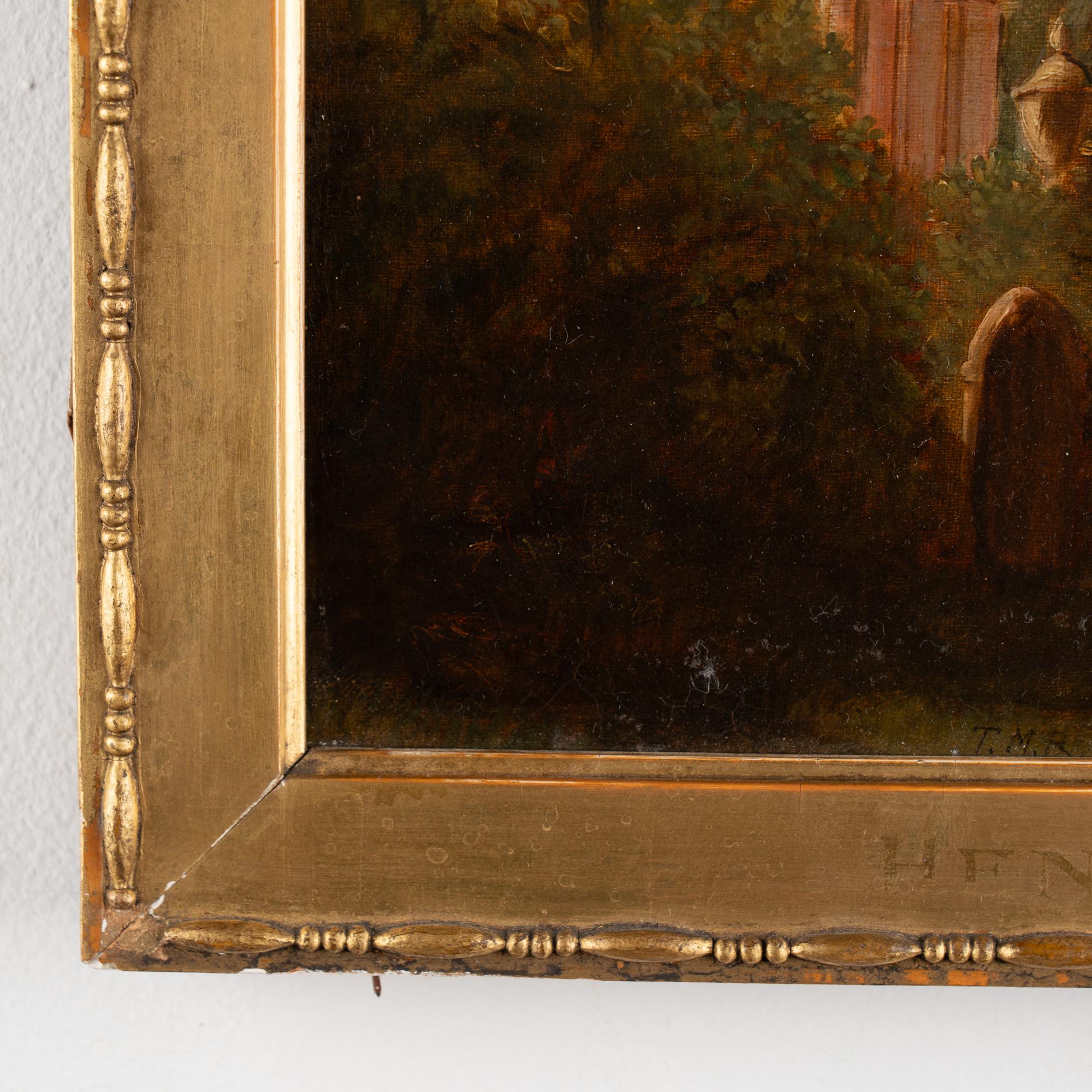 19th Century Oil Painting of Dryburgh Abbey and Tomb of Walter Scott, England For Sale 8