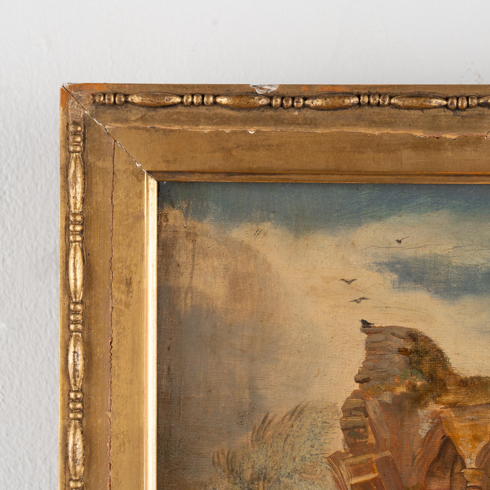 English 19th Century Oil Painting of Dryburgh Abbey and Tomb of Walter Scott, England For Sale