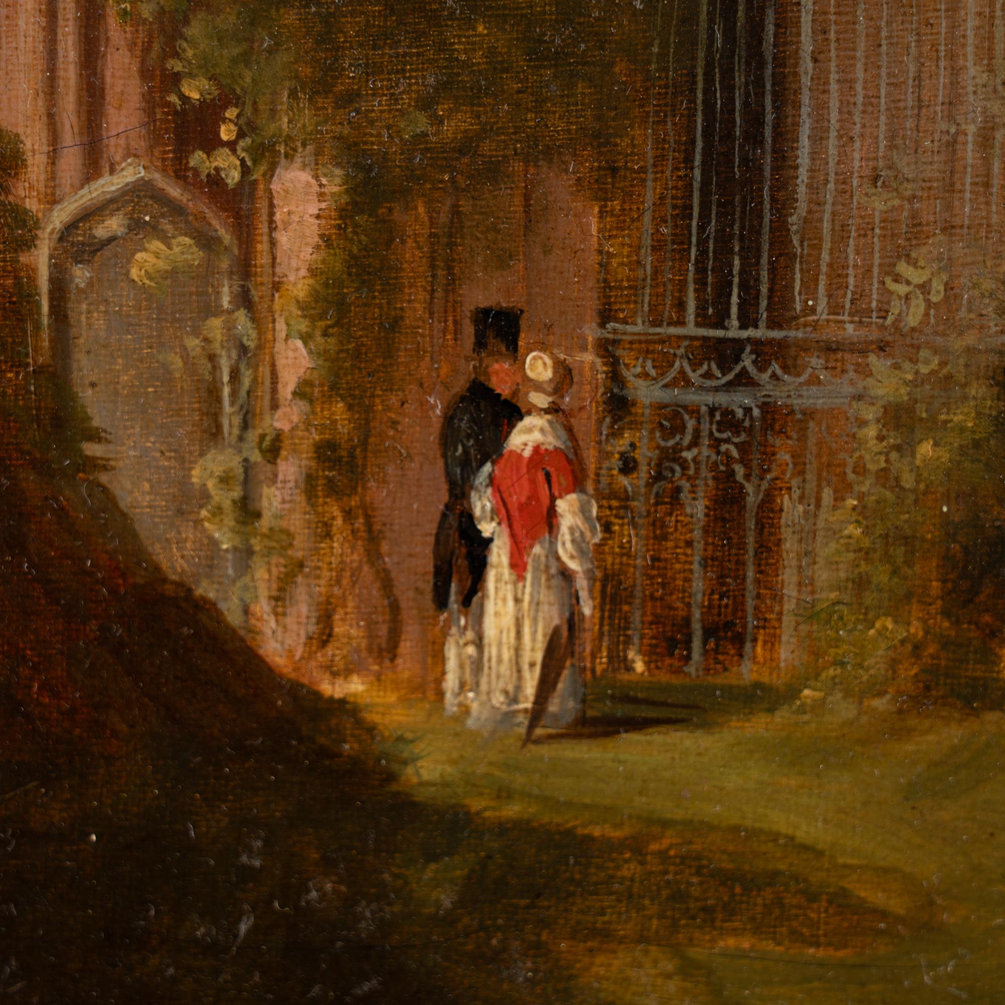 19th Century Oil Painting of Dryburgh Abbey and Tomb of Walter Scott, England For Sale 2