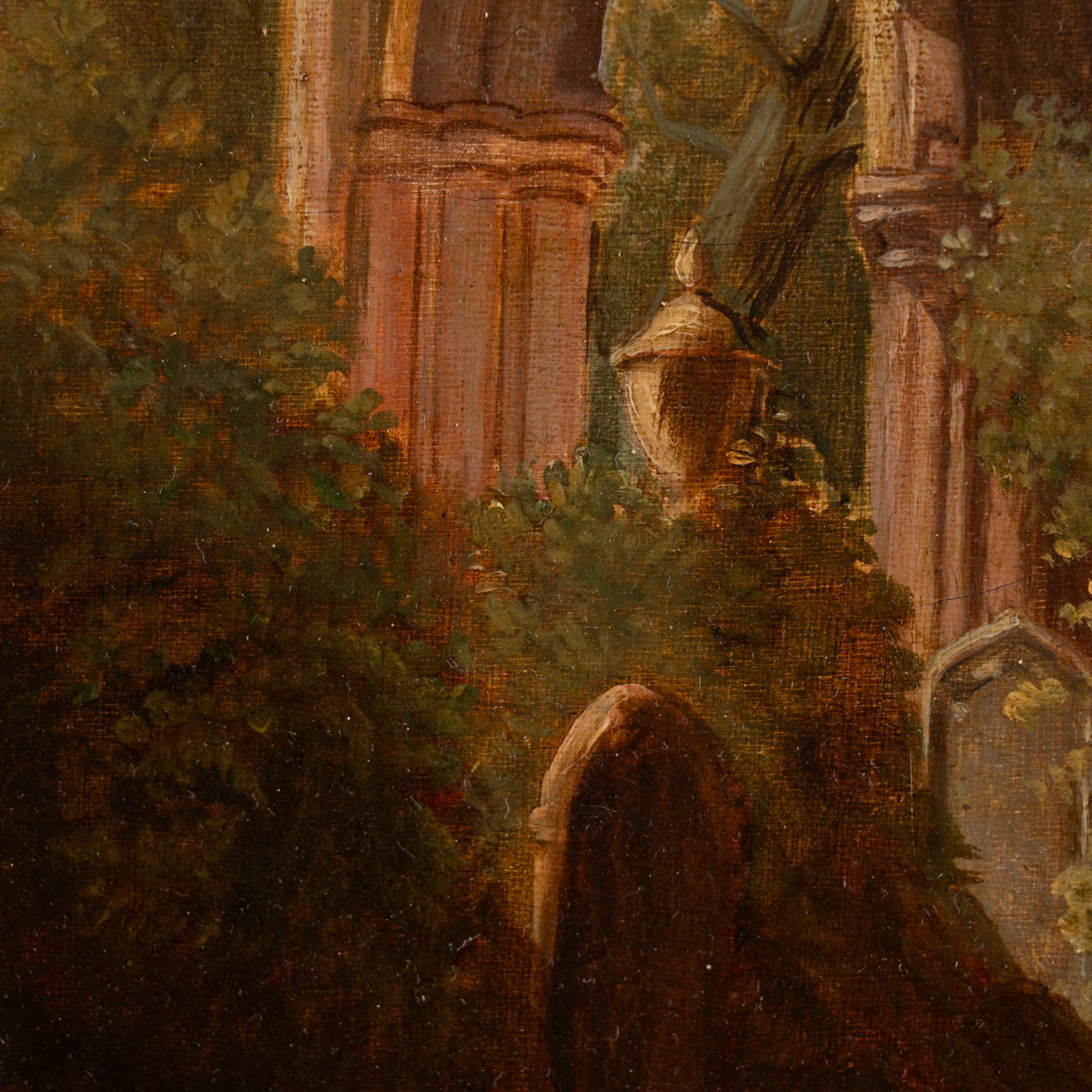 19th Century Oil Painting of Dryburgh Abbey and Tomb of Walter Scott, England For Sale 3
