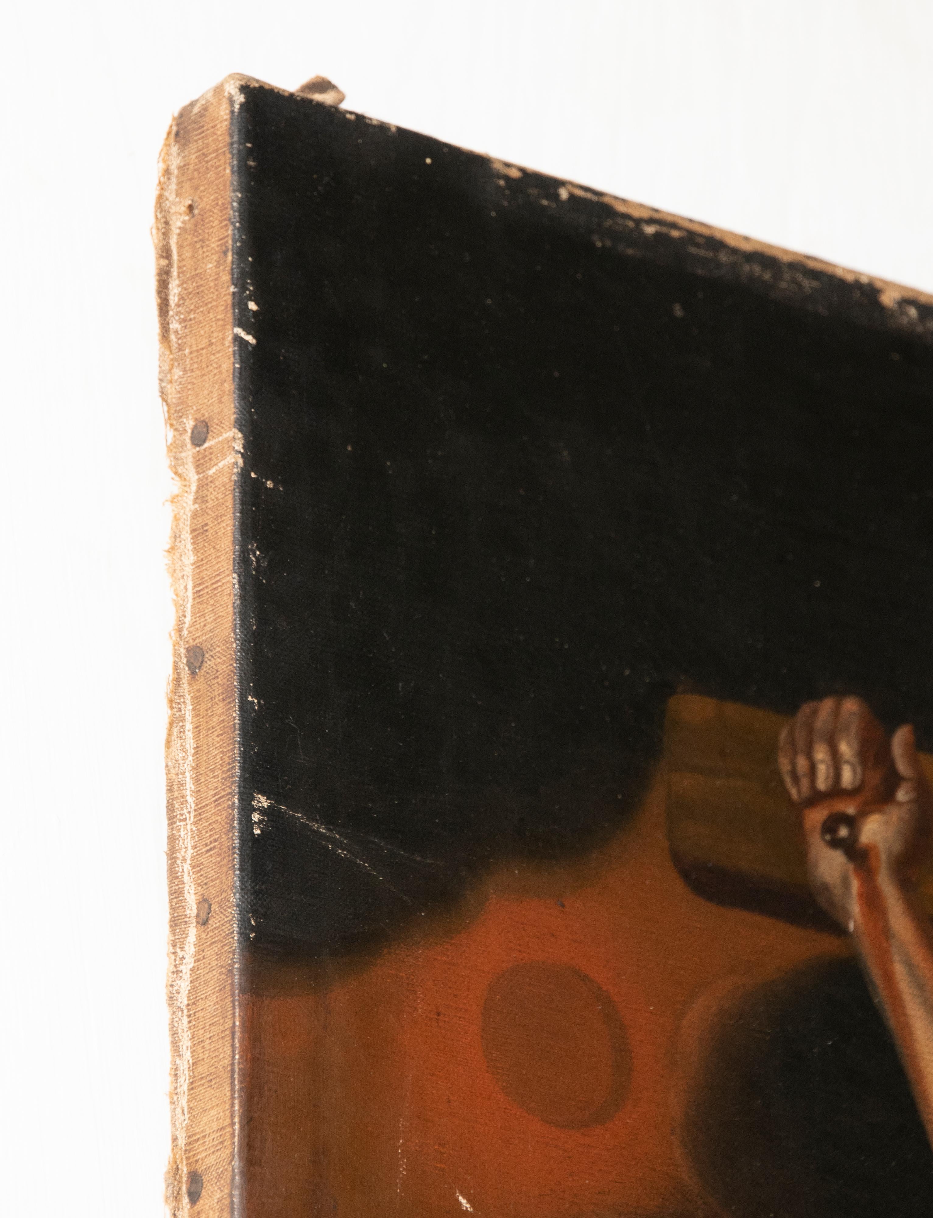 19th Century Oil Painting of Jesus Christ on the Cross 1