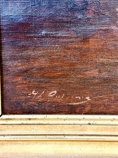 19th Century Oil Painting of Pansies in Glass Vase with Giltwood Frame