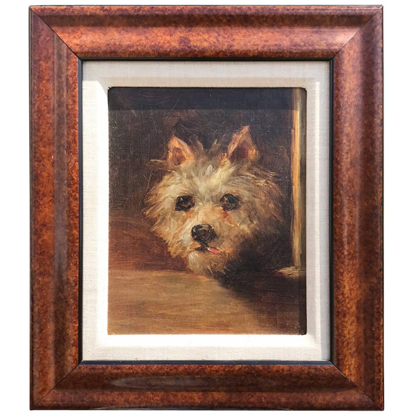 19th Century Oil Painting of Terrier, Probably English