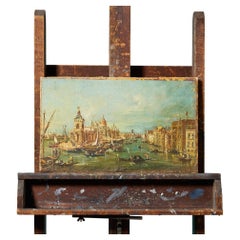 Peinture à l'huile du XIXe siècle représentant le Grand Canal de Venise, d'après Francesco Guardi (1712-1793)