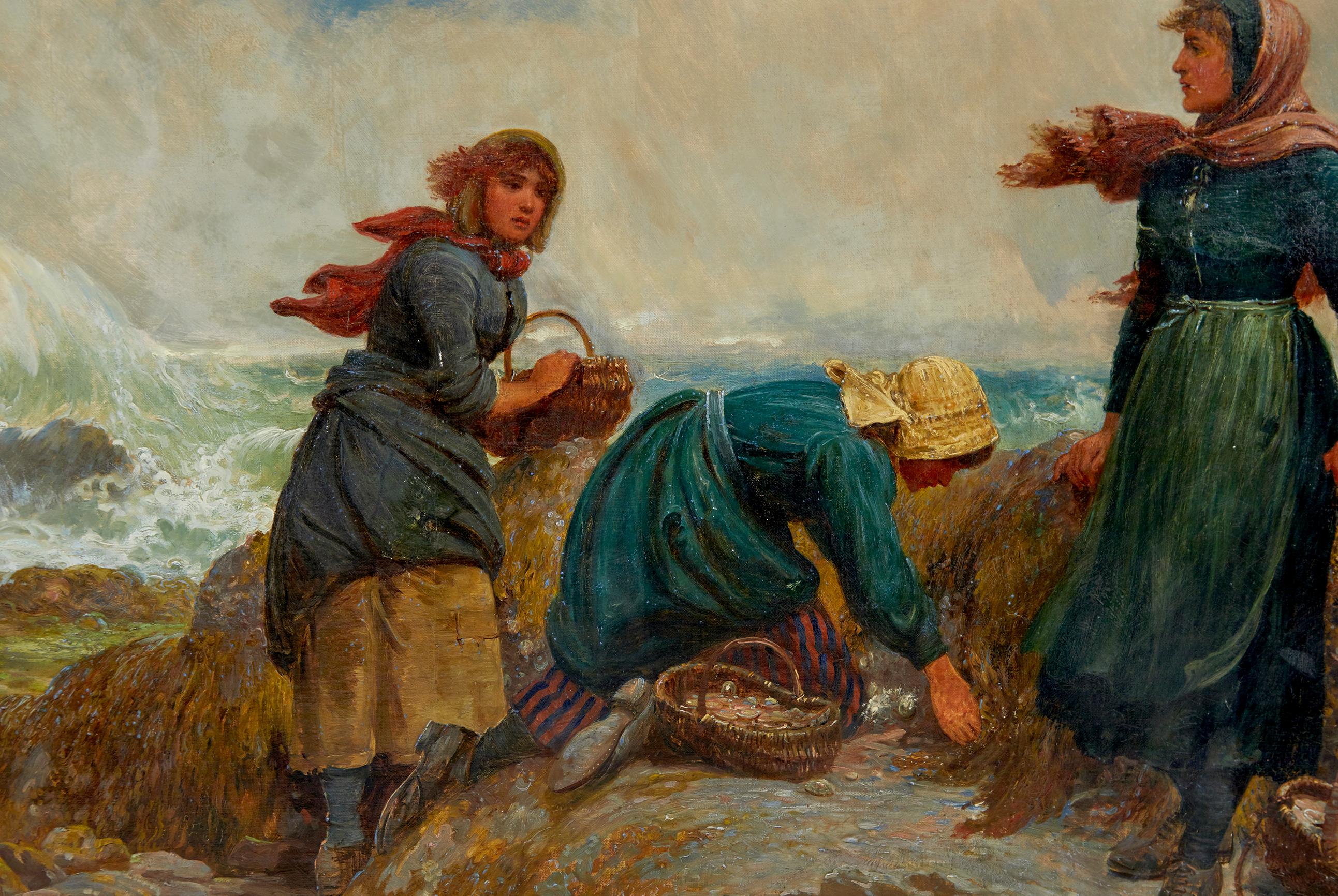 19th century oil painting of yorkshire flither pickers by robert farren circa 1890.

Painted by robert b. Farren (1832-1912)

This is a a skilfully executed and coloured oil painting by robert farren in the social realist style, created towards the