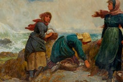 19th century oil painting of yorkshire flither pickers by Robert Farren
