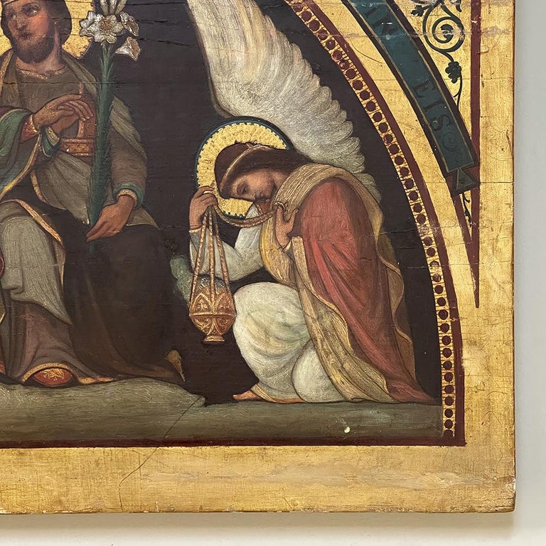 Late 19th Century 19th Century Oil Painting on Board of Holy Family For Sale