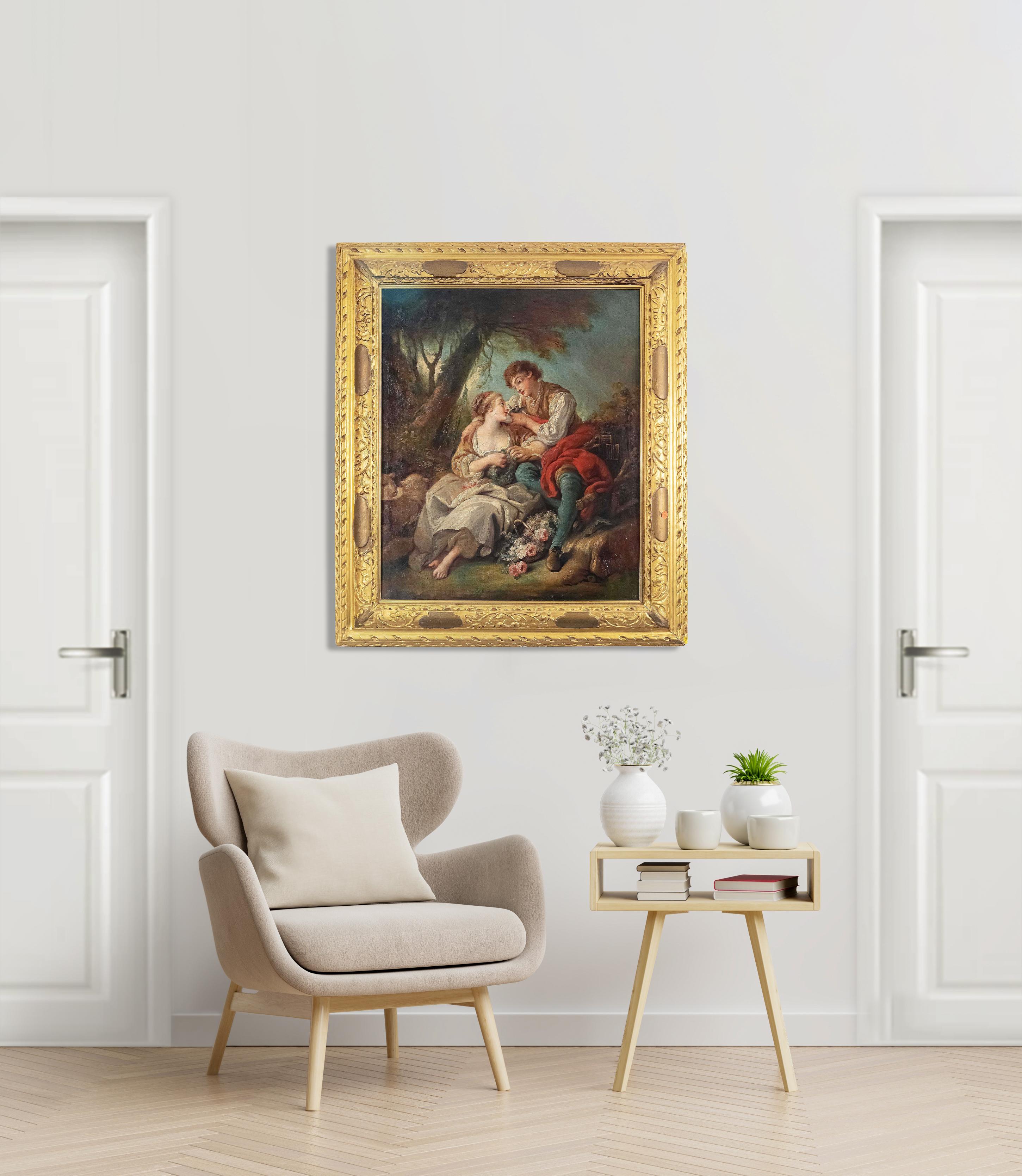 Ce magnifique tableau date du XIXe siècle d'après l'original de François Boucher.

François Boucher était un peintre, dessinateur et graveur français, qui a travaillé dans le style rococo. Boucher est connu pour ses peintures idylliques et