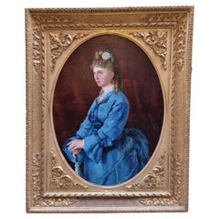 Antique 19th Century Oil Painting on Canvas Depicting a Female Figure