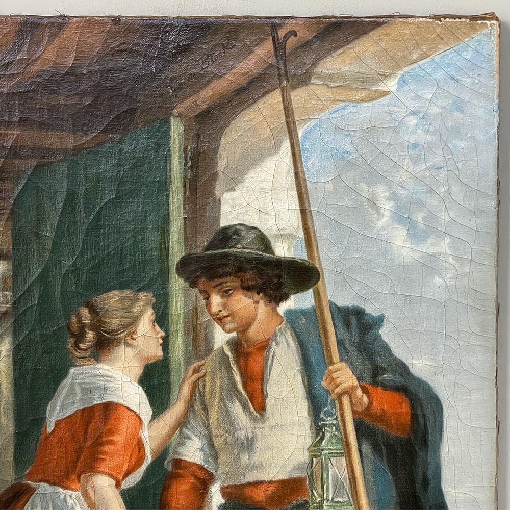 Fin du XIXe siècle Peinture à l'huile sur toile du 19e siècle en vente