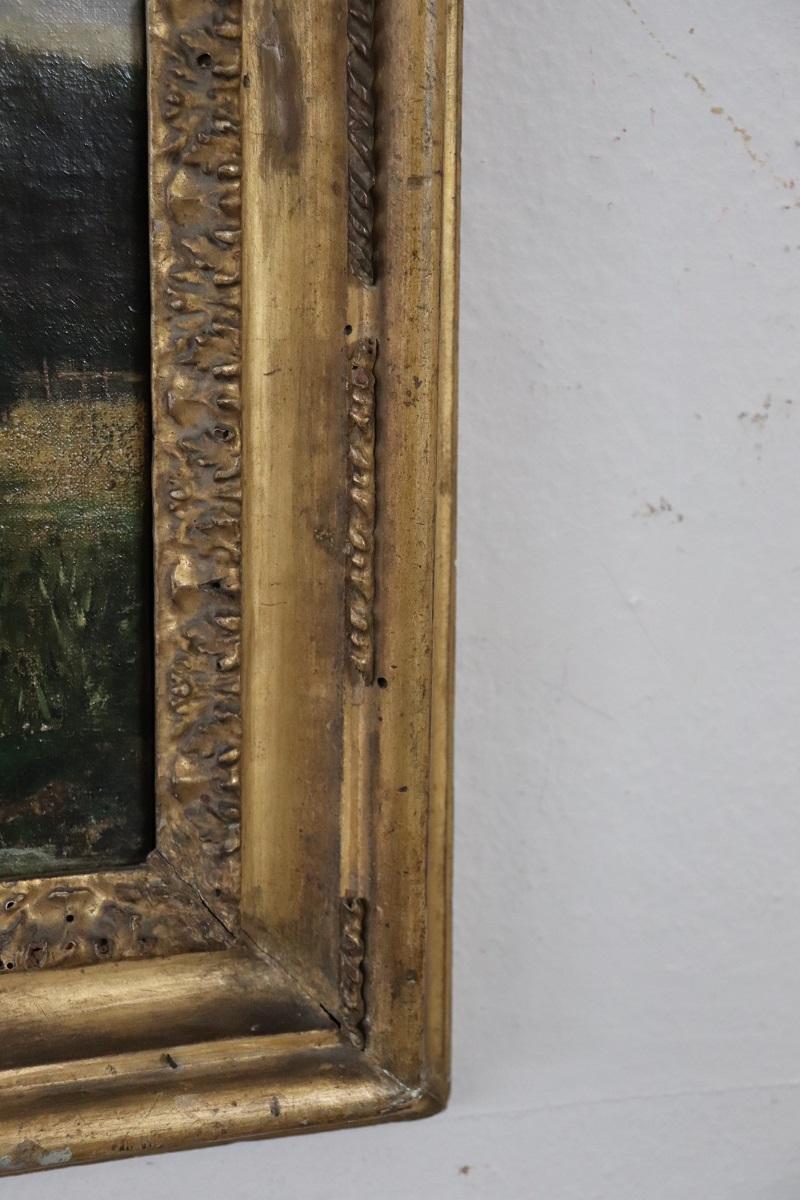 Pintura al óleo sobre lienzo del siglo XIX Paisaje italiano en venta 4