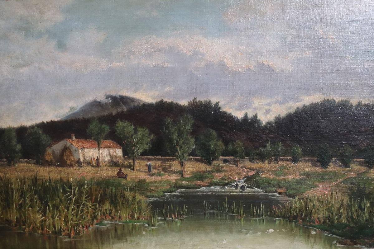 Presentamos este fantástico óleo sobre lienzo del siglo XIX. El cuadro lleva las iniciales NP en la parte inferior izquierda (ver foto). Atribuible al pintor italiano Nicola Palizzi (Vasto, 20 de febrero de 1820 - Nápoles, 20 de septiembre de 1870)