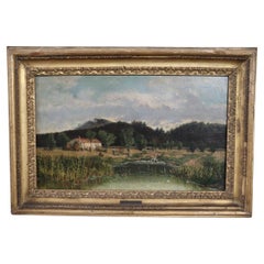 Peinture à l'huile sur toile du 19e siècle Paysage italien