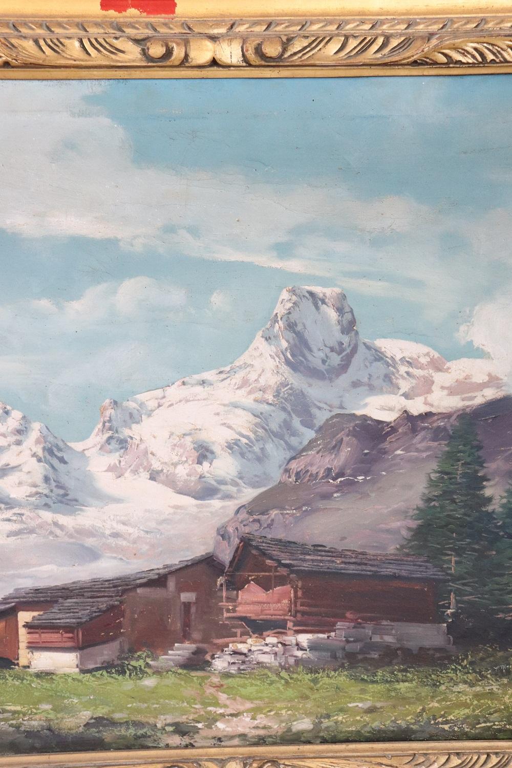 Italienische Berglandschaft, Ölgemälde auf Leinwand, signiert, 19. Jahrhundert  (Geölt) im Angebot