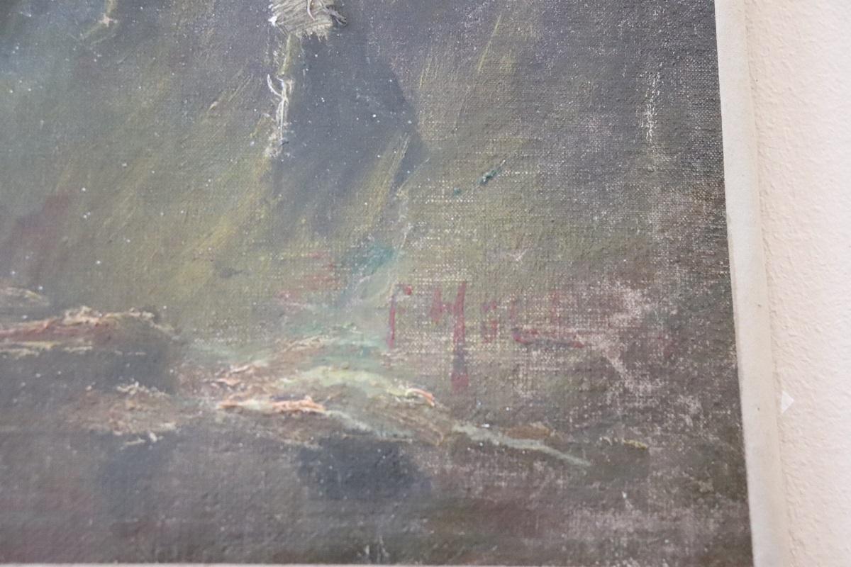 We present this delightful oil painting on canvas from the second half of the 19th century. The painting bears a barely legible signature in the lower right corner (see photo), possibly F. Holl. This painting is not authenticated. It is likely by an