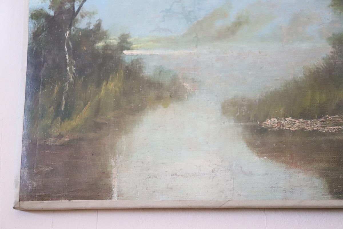 19th Century Oil Painting on Canvas, Landscape, Signed (Britisch) im Angebot