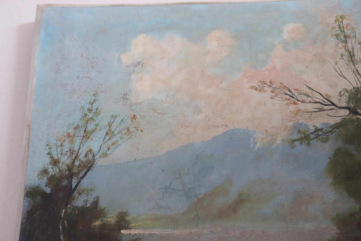 19th Century Oil Painting on Canvas, Landscape, Signed (Geölt) im Angebot