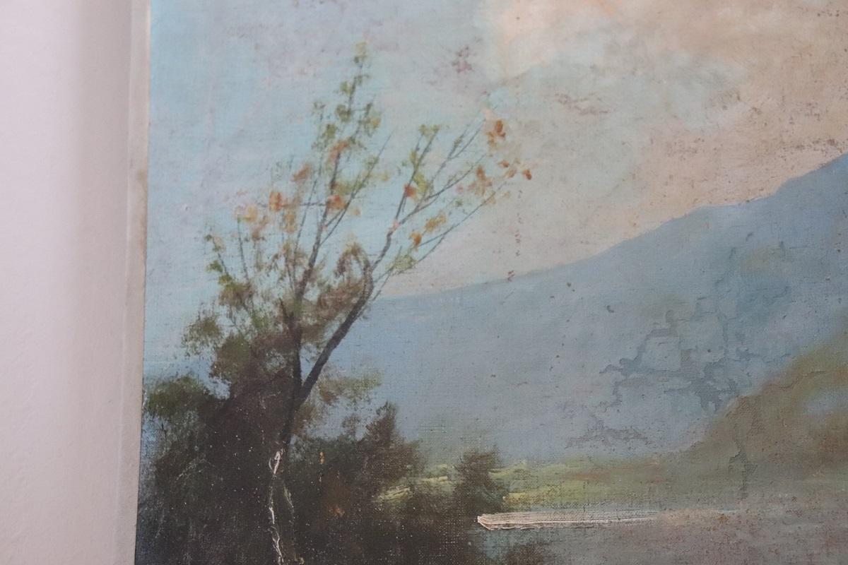 19th Century Oil Painting on Canvas, Landscape, Signed im Zustand „Gut“ im Angebot in Casale Monferrato, IT