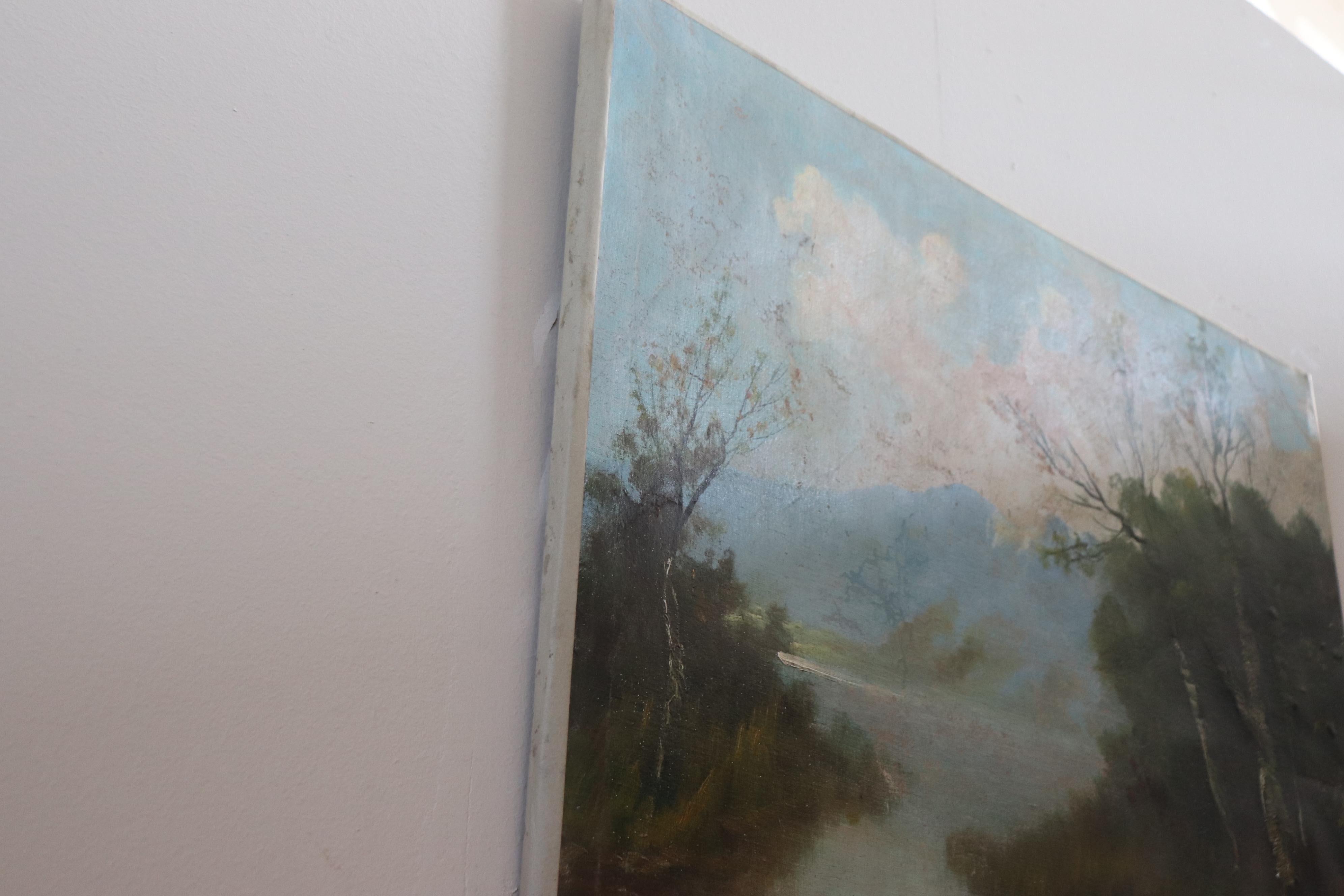 19th Century Oil Painting on Canvas, Landscape, Signed im Angebot 2