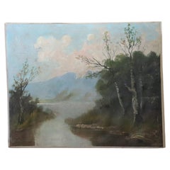 19th Century Oil Painting on Canvas, Landscape, Signed