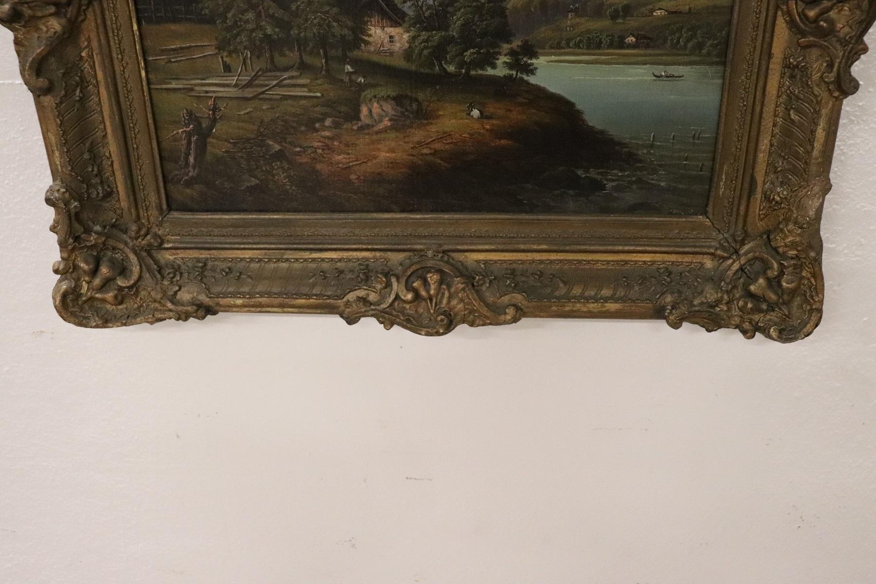 19th Century Oil Painting on Canvas Mountain Landscape 2