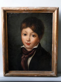 19th Century Oil Painting on Canvas of Boy