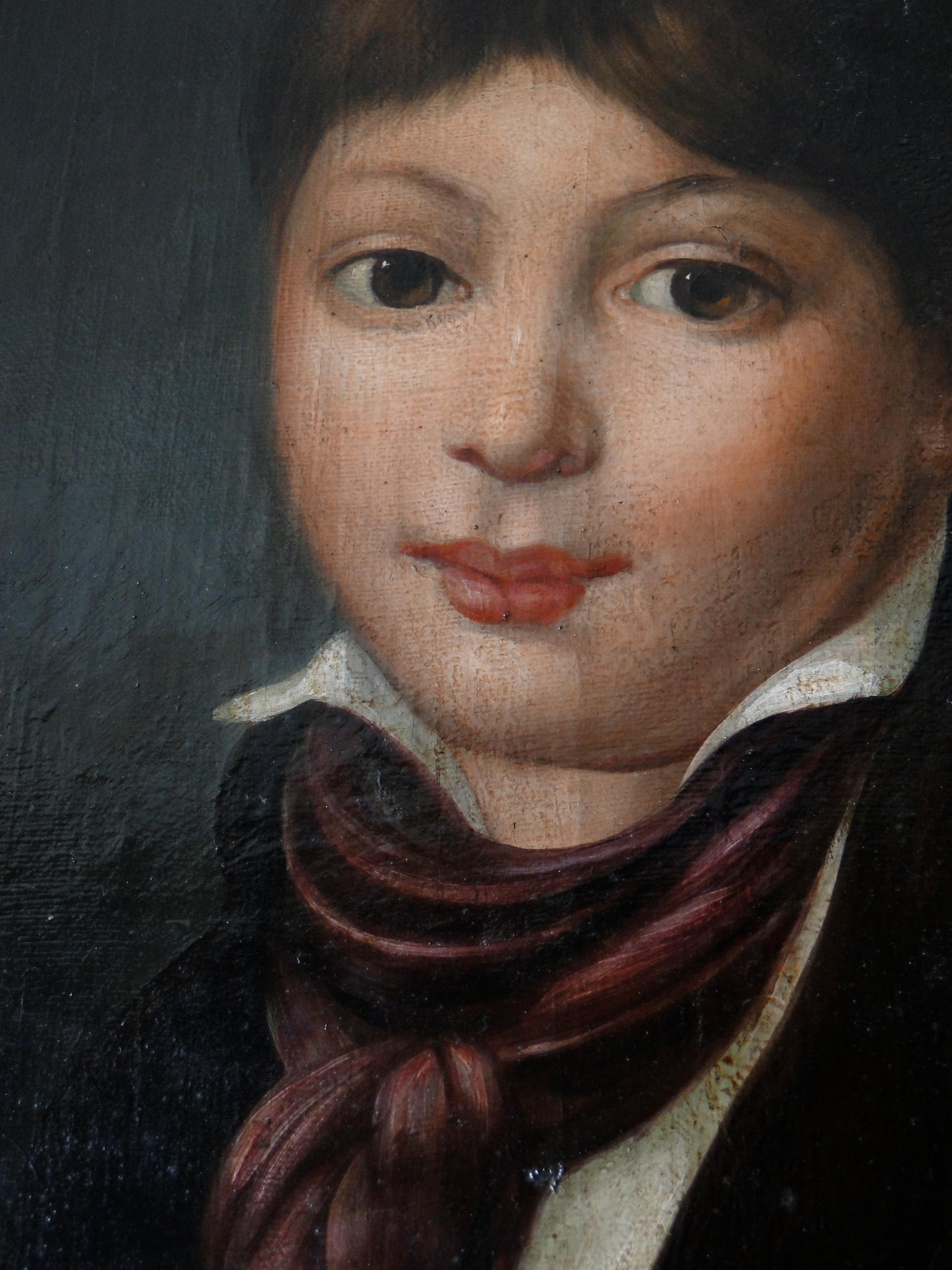 19th Century Oil Painting on Canvas of Boy For Sale 4