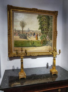 19th Century Oil Painting on Canvas Rome Landscape Villa Medici LAST PRICE