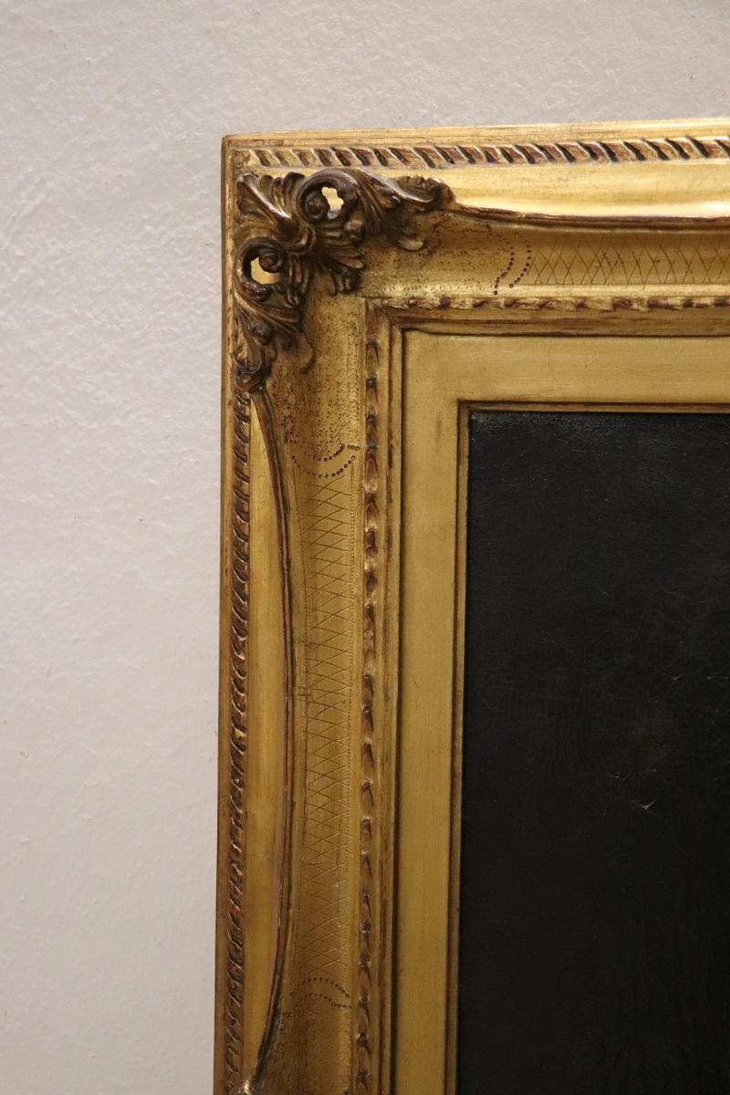 Pintura al óleo sobre lienzo del siglo XIX firmada G. Puricelli, Retrato de mujer joven en venta 4
