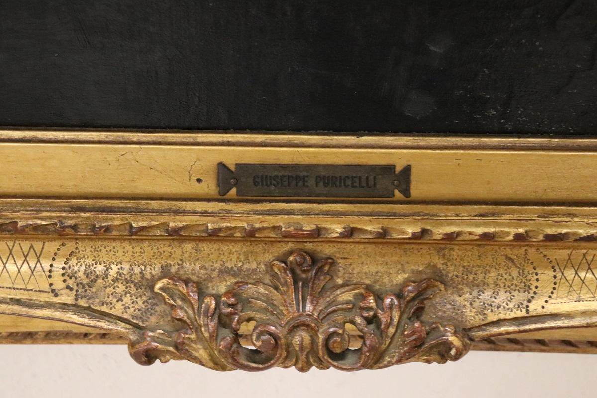 Pintura al óleo sobre lienzo del siglo XIX firmada G. Puricelli, Retrato de mujer joven Lienzo en venta