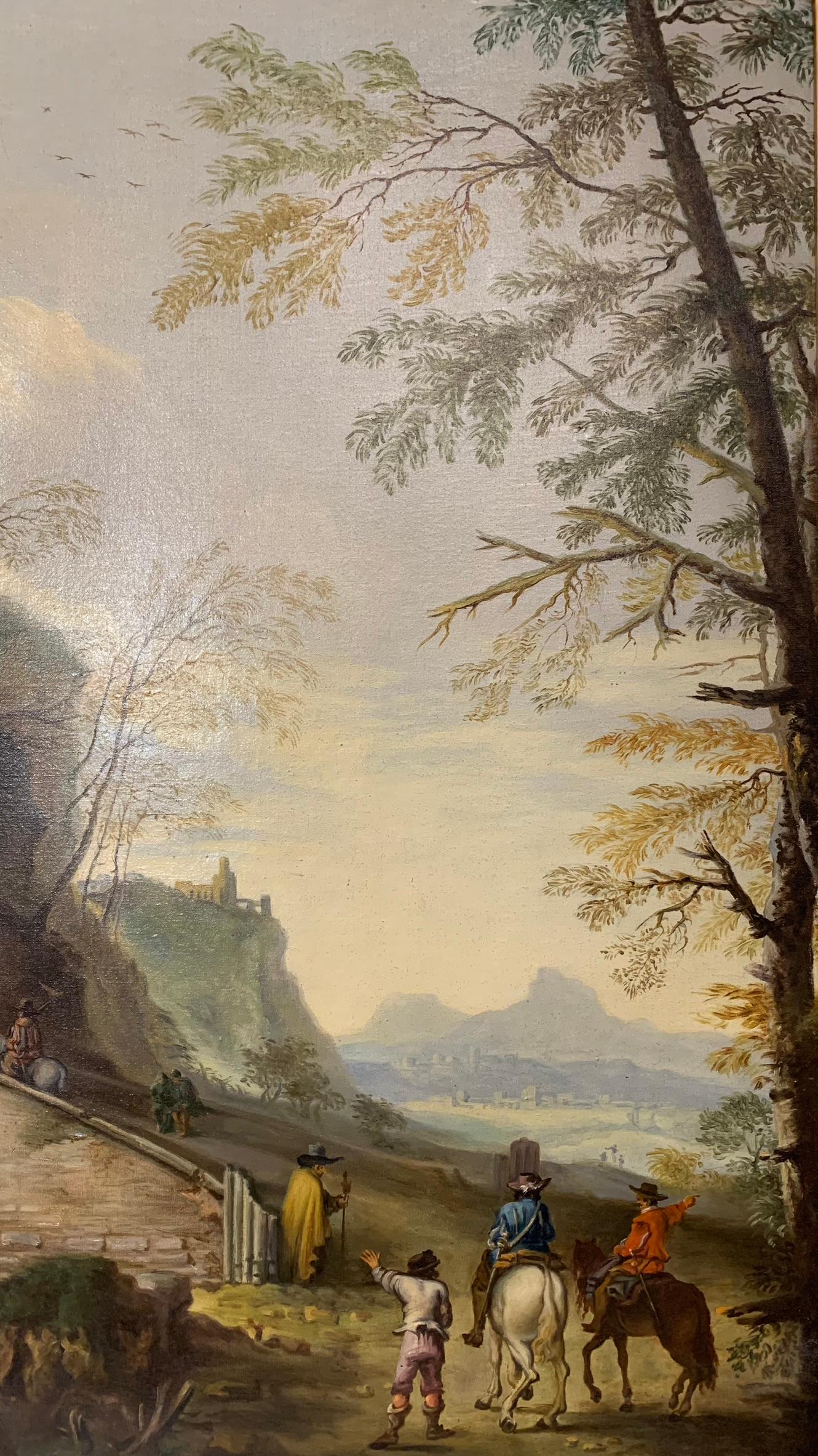 Italian 19th Century oil painting on canvas with Tivoli Rock For Sale