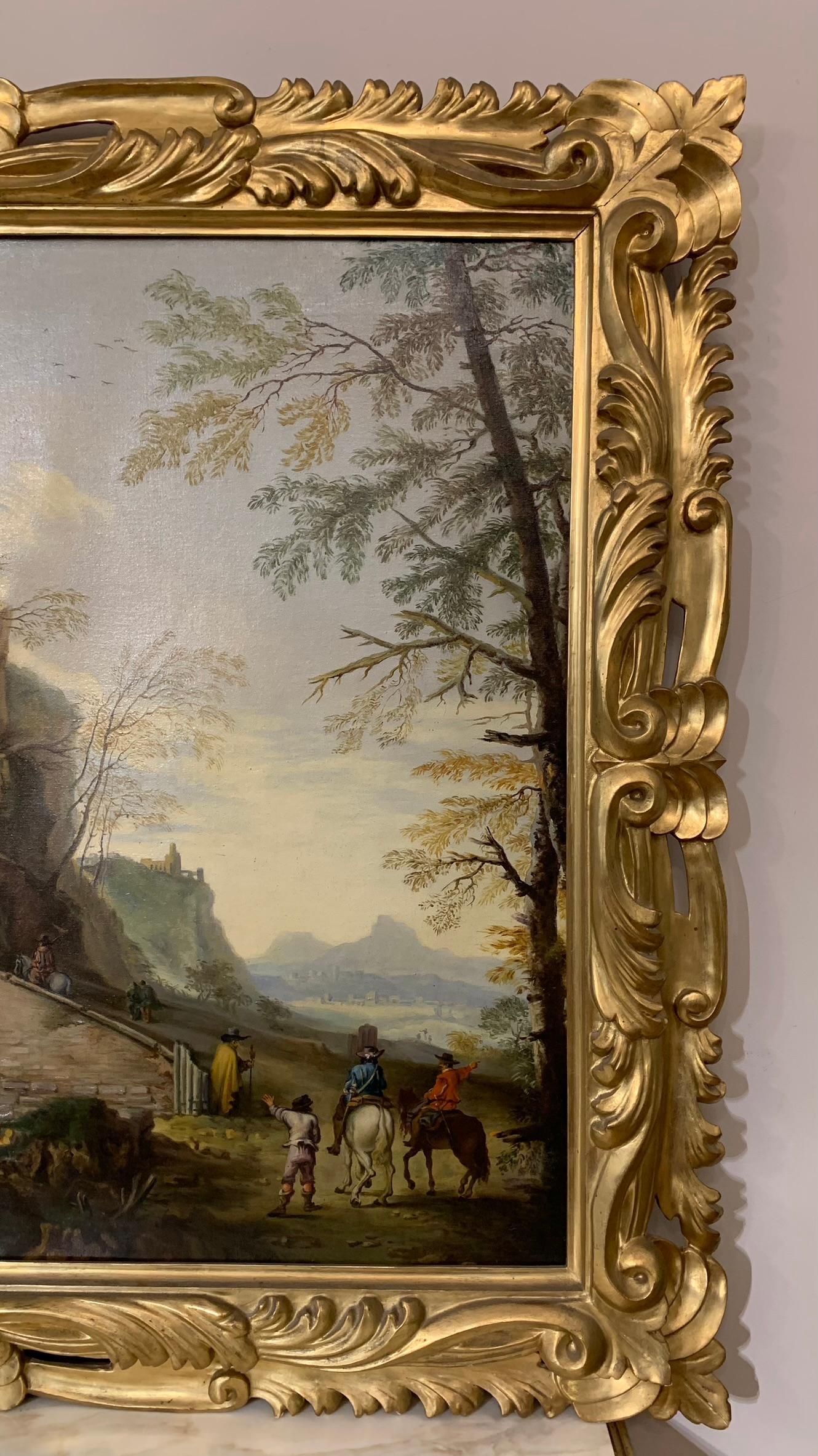 19th Century oil painting on canvas with Tivoli Rock For Sale 1