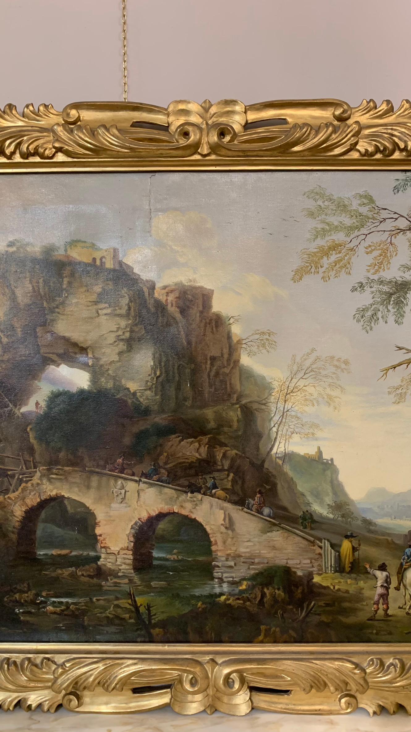19th Century oil painting on canvas with Tivoli Rock For Sale 2